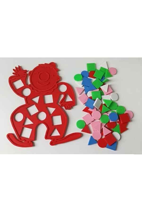 ARCANIUM Eğitici Geometrik Şekiller - Renkli Şekil Eşleştirme - Zeka Geliştirici Çocuk Puzzle -KIRMIZI