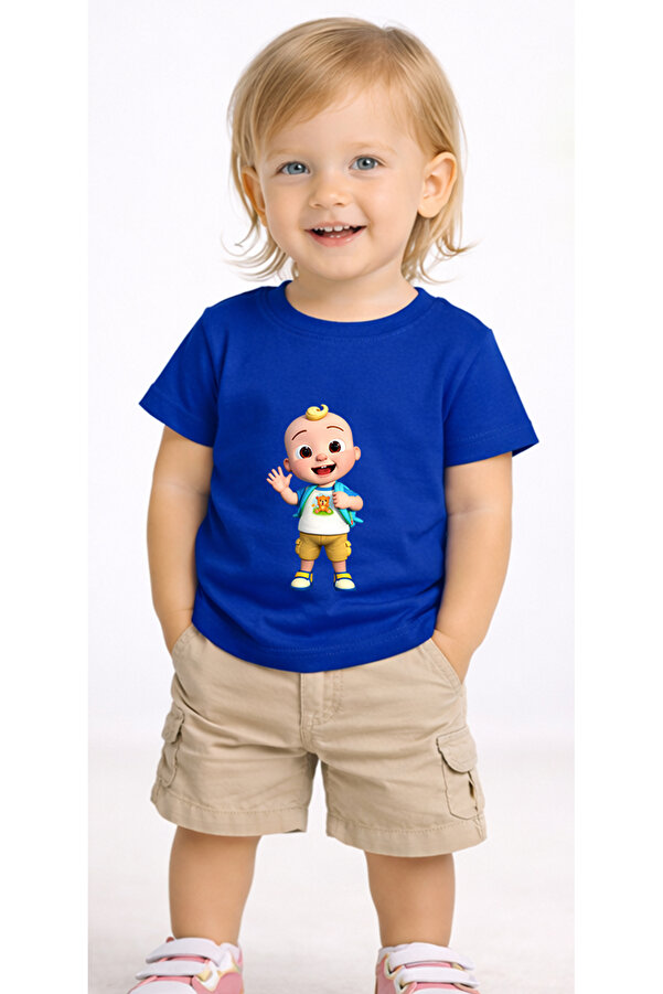 petite pati Mavi Jayjaycoco Bebek Tişört %100 Pamuk Penye Çocuk Tshirt Baskılı