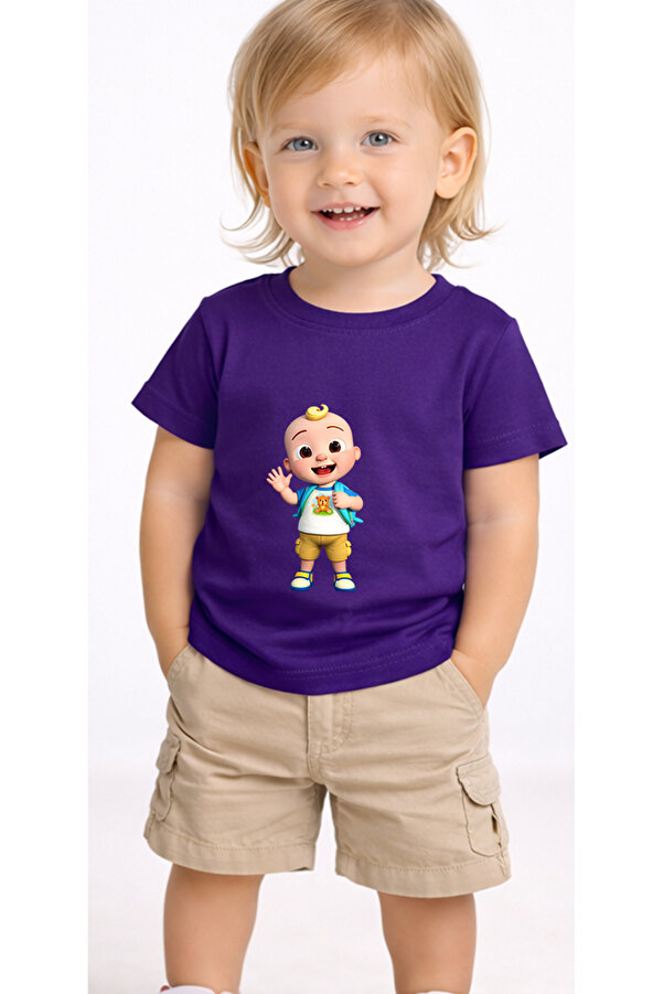petite pati Mor Jayjaycoco Bebek Tişört %100 Pamuk Penye Çocuk Tshirt Baskılı