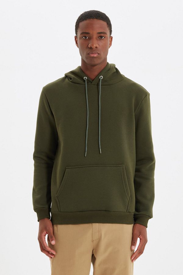 Mens fleece pullover with kangaroo pocket top