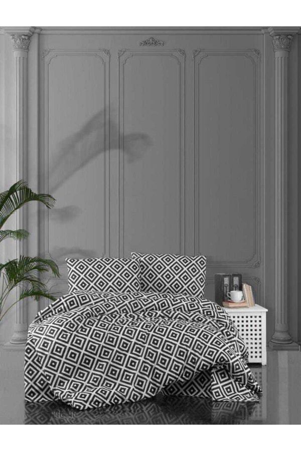 üntaş-Life Blackwhite Series Diagonal Μονό Βαμβακερό Σετ Παπλωματοθήκης Ecdiagonal001 1