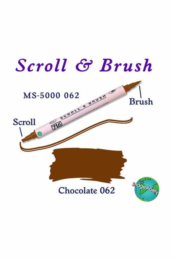Zig-Scroll & Brush Double Line and Brush Tip Calligraphy and Shading Pen 062 Chocolate 1