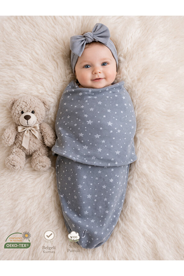 Mommyslab 0 - 4 Ay Yeni Sezon Renkli Desenli Cırtlı Pamuk Bebek Kundak %100 Pamuk (OEKO TEX VE CIT BELGELİ)