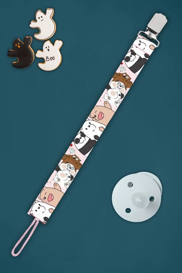 Apptakı Pembe Ayı Emzik Askısı ve Zinciri - Bebek Aksesuarı - EMZ0049