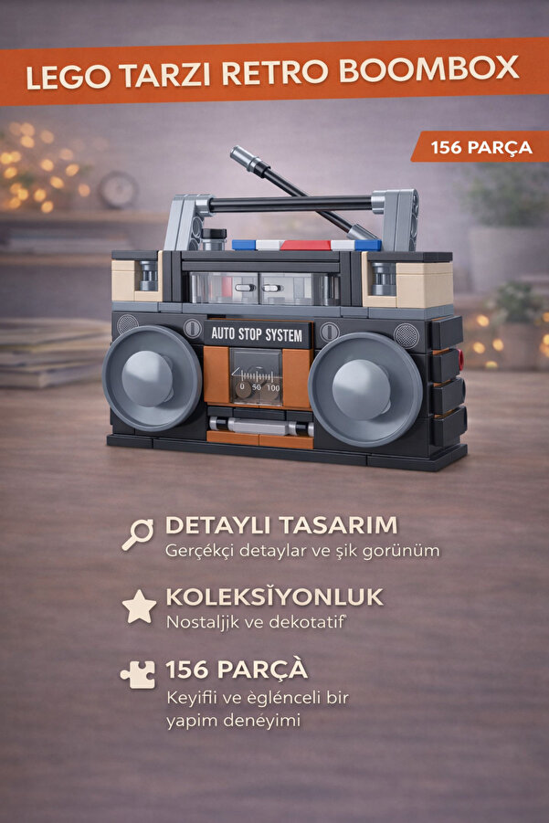 JOY SMART BLX JK8215 Retro 90'lar Radyo Teyp Yapım Seti - 6+ Yaş Eğitici Blok Oyuncak - 156 Parça