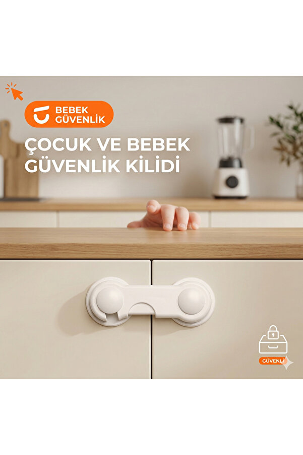 Miningaa 2 Adet Montajsiz Çift Kapaklı Dolap Kilidi Bebek Koruyucu Ve Kilit Bebek Güvenlik Kiti