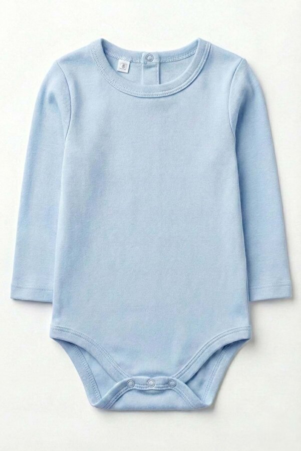 Mnk Baby&Kids Bebek Çıtçıtlı Uzun Kol Zıbın Badi MNK0456 MAVİ