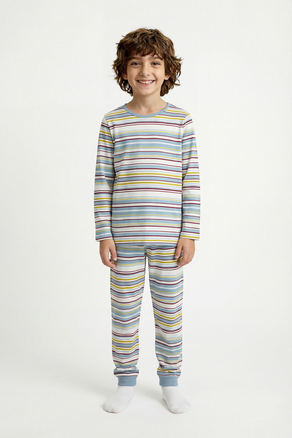 Penti Mavi Erkek Çocuk Run Like A Dragon Uzun Kollu Pamuklu 2'li Pijama Takımı