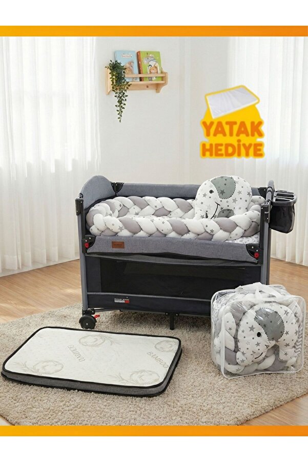 modabebekler Katlanır Park Beşik Anne Yanı Asansörlü Sallanır Sabitlenir Çantalı Dönenceli Bebek Beşiği