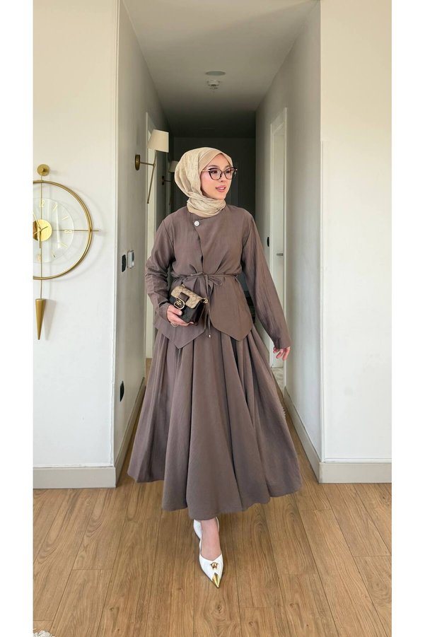 PİNK FLY Double-Breasted Jacket Detailed Tie-Up Crinkle Suit