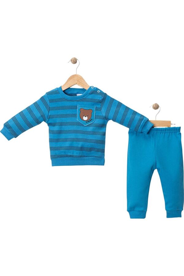 Asistiva 8086787 ASKI ÇİZGİLİ CEPLİ TAKIM 9 Ay,12 Ay,18 Ay Erkek Mavi