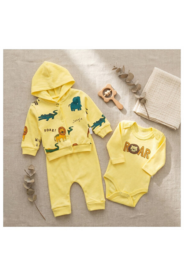 artemoris Erkek 3/9 Ay Safari Hayvan Baskılı 3'lü Takım