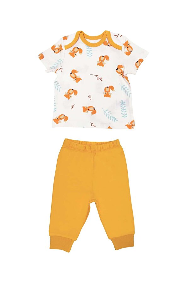 OrganicKid Summer Bebek Turuncu Kısa Kol Pijama Takımı