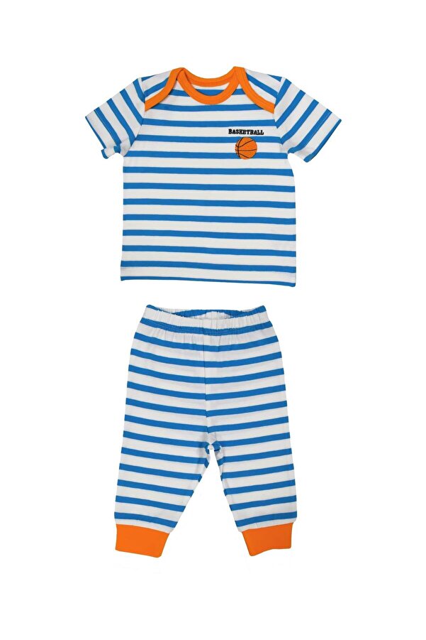 OrganicKid Summer Erkek Bebek Mavi Kısa Kol Pijama Takımı