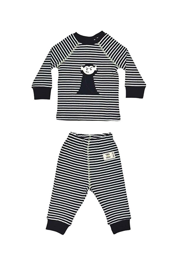OrganicKid Halloween Bebek Siyah Çizgili Pijama Takımı