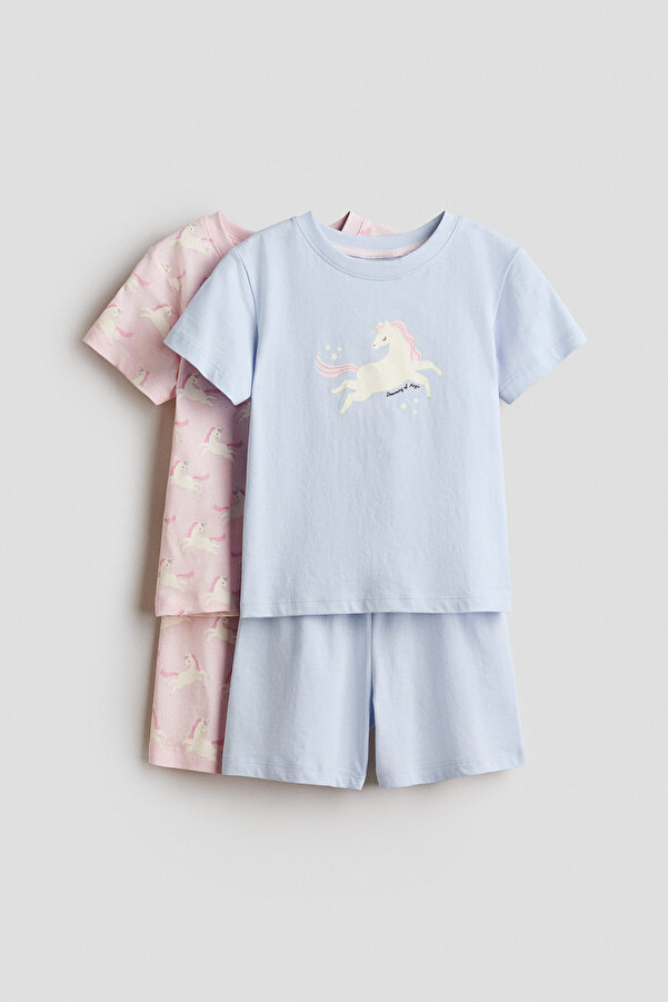 H&M 2'li Pamuklu ve Baskılı Pijama Takımı