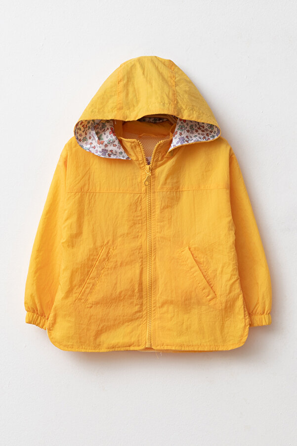 tinibud Premium Kapüşonlu Kız Çocuk Yağmurluk 2-9 Yaş Nefes Alabilir File Astarlı Hafif Rahat Şık