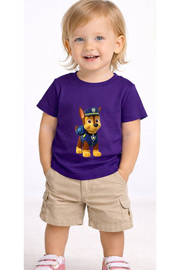 petite pati Mor Pawpatpolis Bebek Tişört %100 Pamuk Penye Çocuk Tshirt Baskılı