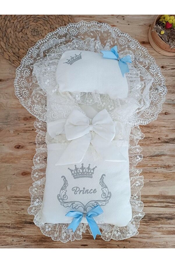 Dua Giyim Yenidoğan Sahra Benim Prensim Nakışlı Kundaklı Trilüks Erkek 3lü Alt Açma Seti Mi