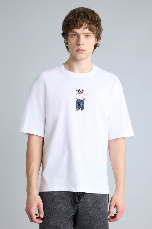 Defacto 100% Cotton Boxy Fit Printed Short Sleeve T-Shirt H2425Ax26Sp