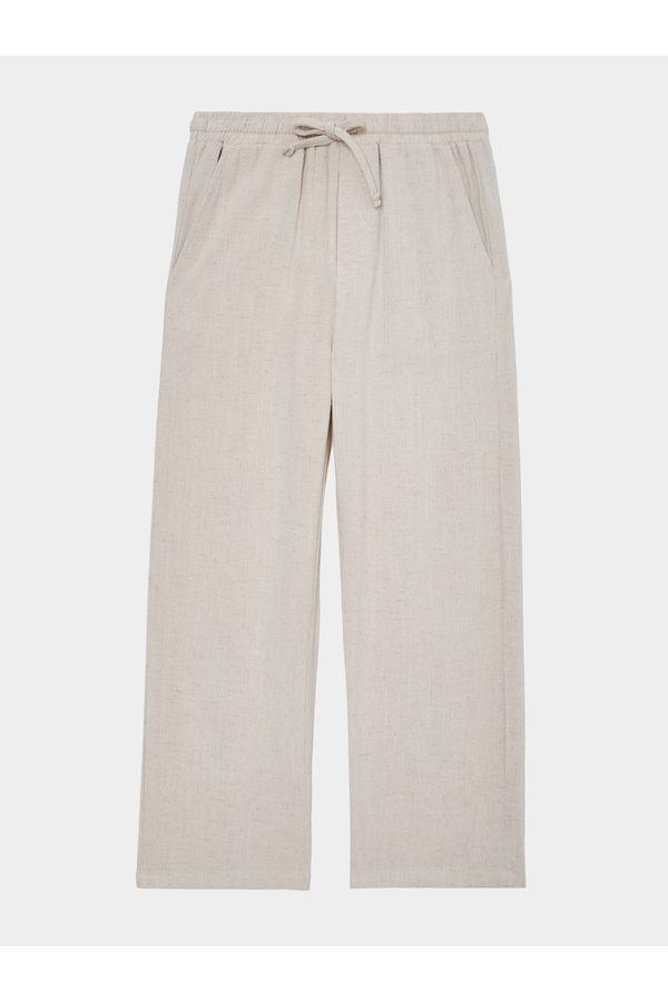 Styli Teen Boys Beige Linen Drawstring Pants