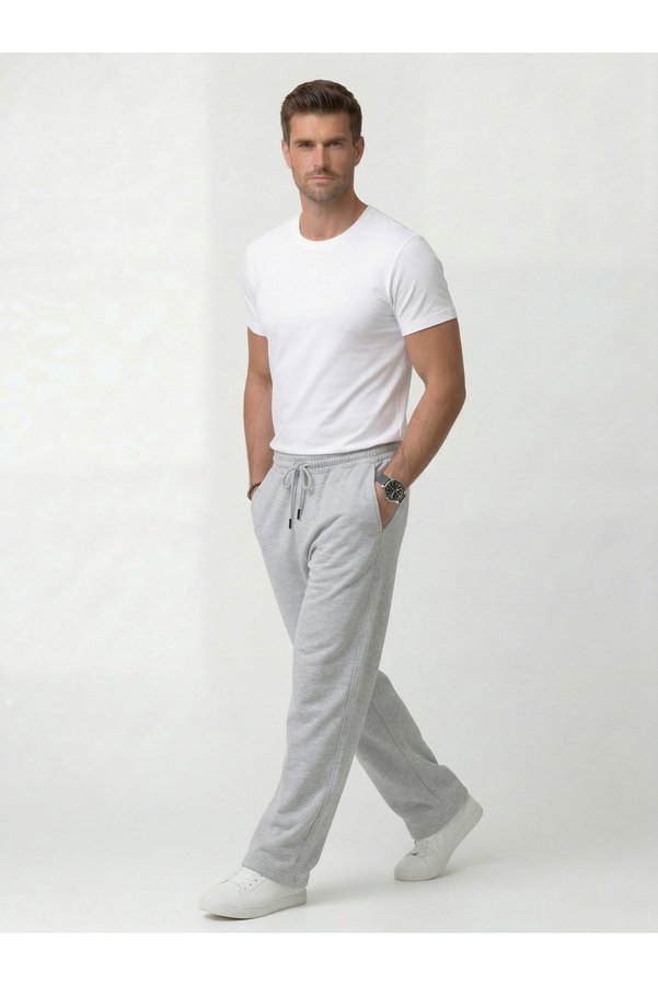 Leopars Gray Baggy Sweatpants 2 Thread Comfortable Fit