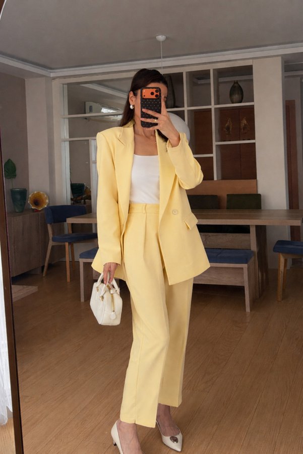 MADAME MELEK Original Brand Jacket Pants Classic Suit Lined Jacket Carrot Pants