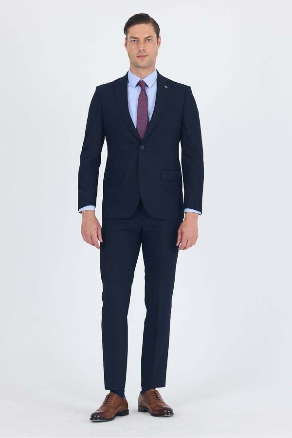 İmza Men's Navy Blue Plain Mono Collar 6 Drop Comfort Fit Suit 1001250010_206