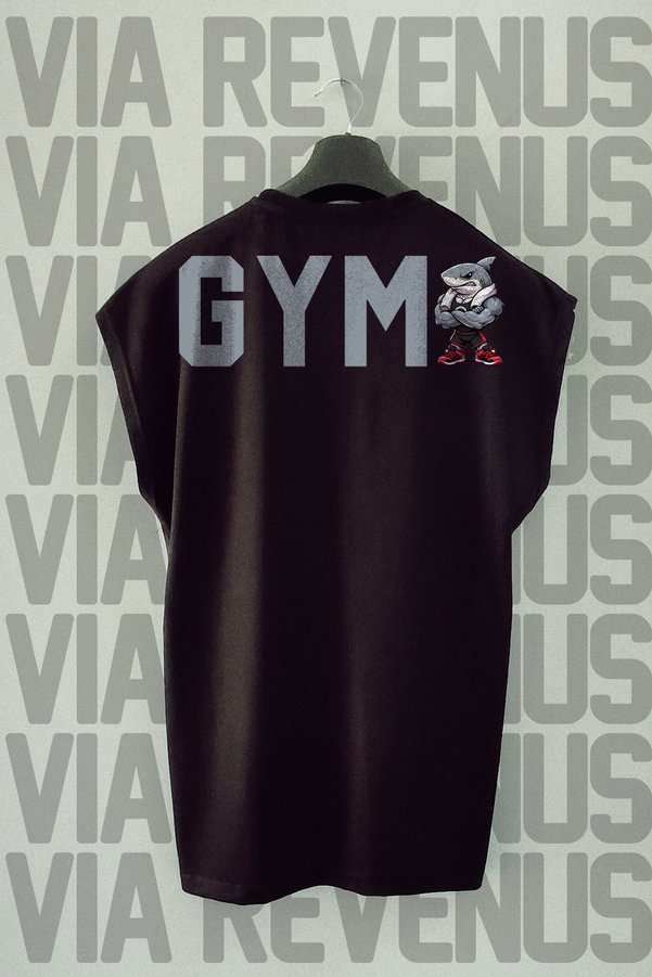 Vordevia Gym Front and Back Printed Zero Sleeve Crew Neck Sports Tshirt