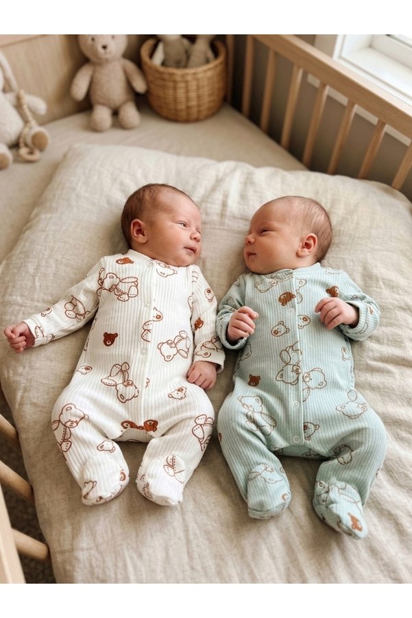OMY 2-Piece Patterned Romper & Newborn Hospital Discharge Printed Romper