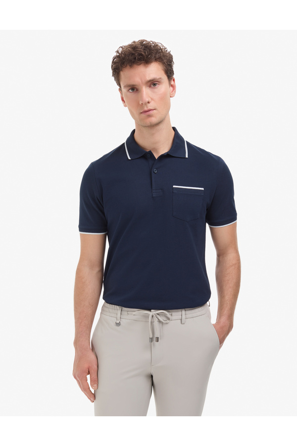 Pierre Cardin Navy Blue Regular Fit 100% Cotton Buttoned Polo Collar T-Shirt 50327859-Vr033