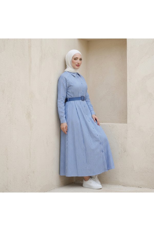 Verona-Gulf Striped Dress with Belt