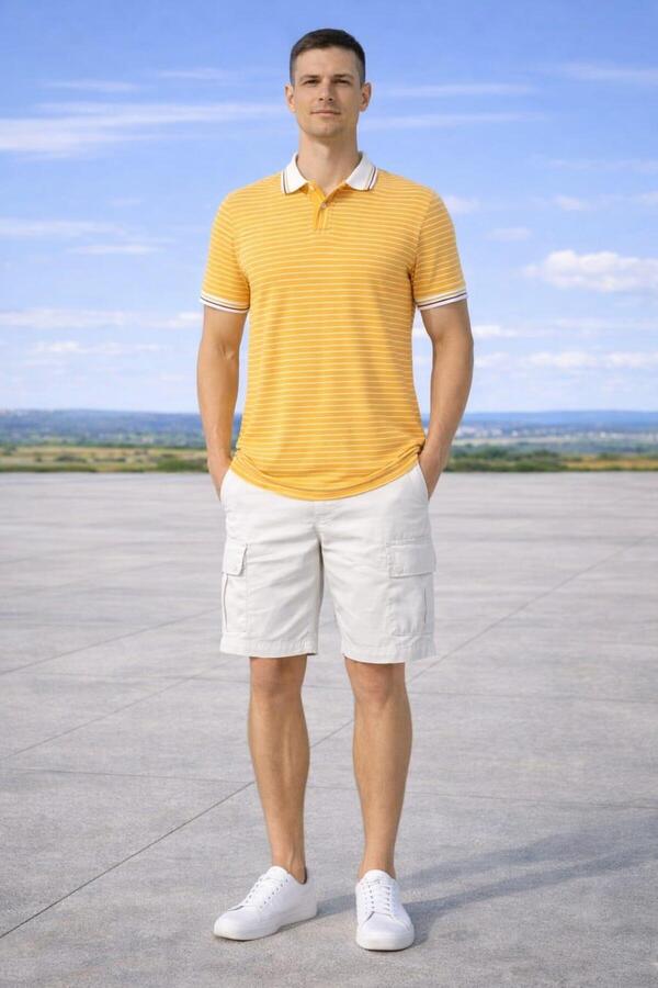 ALEXANDERGARDI STRIPED POLO NECK T-SHIRT (E21-8500)