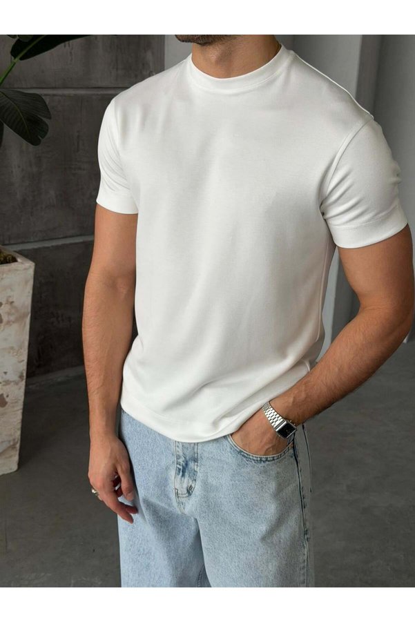 fo4rbs Modal Fabric Basic T-Shirt White-Ant