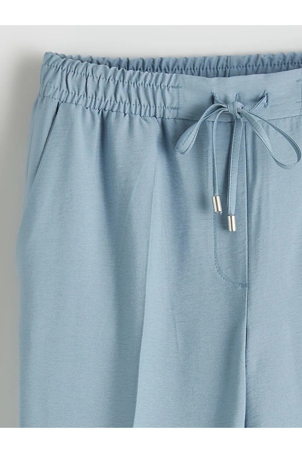 LC Waikiki Blue Elastic Waist Carrot Cut Women's Trousers