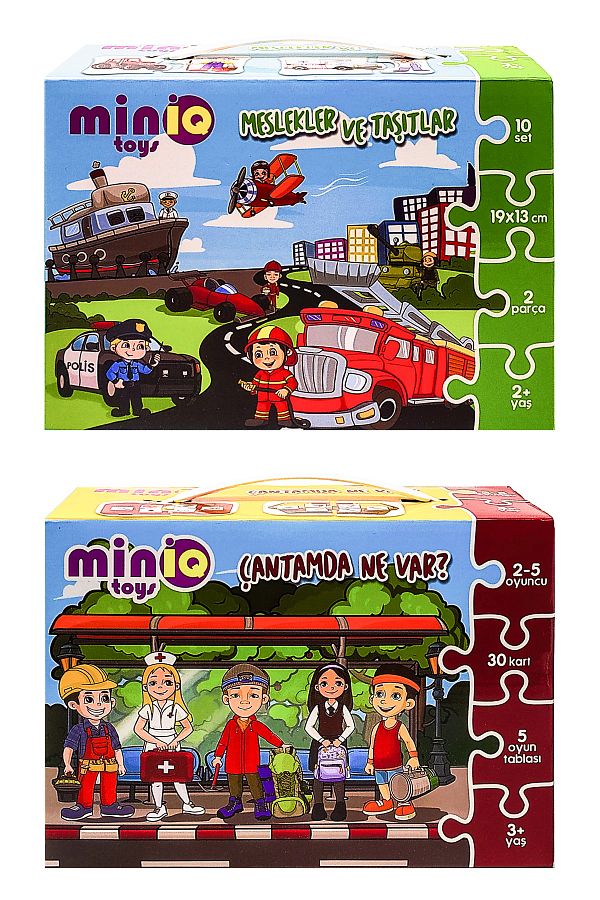 minİQ toys-What's in My Bag? + Professions and Vehicles Set of 2 Educational Puzzle 1