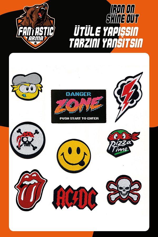 FANTASTIC ARMA-Iron-on Woven Rigging Set Patch Patch Emoji, Danger Zone Model 1