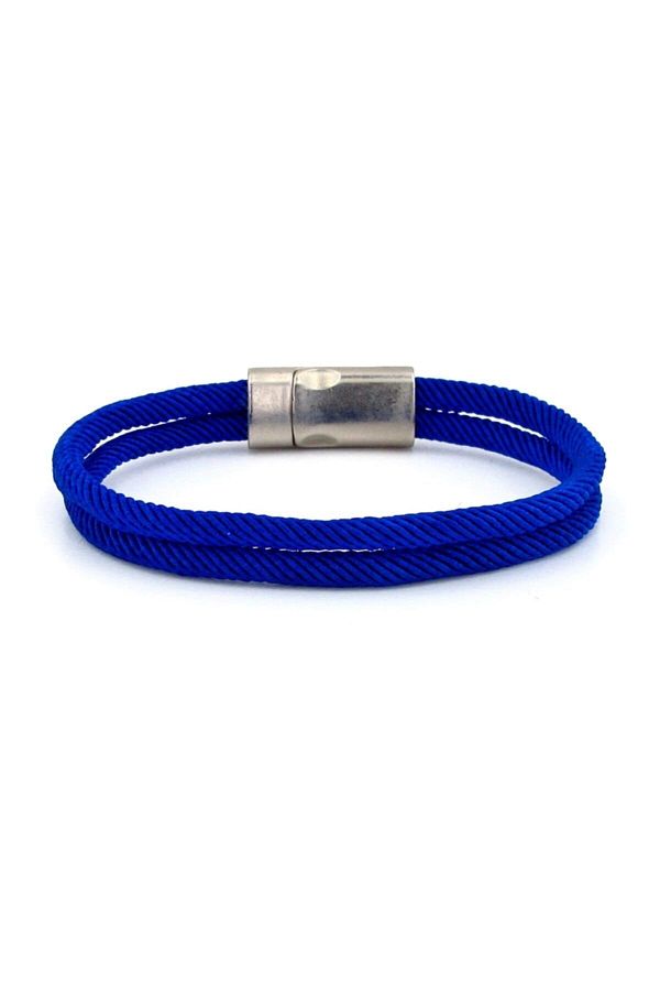 Solfera-Indigo Blue Two Rows Metal Magnet Men's Bracelet M013j 1