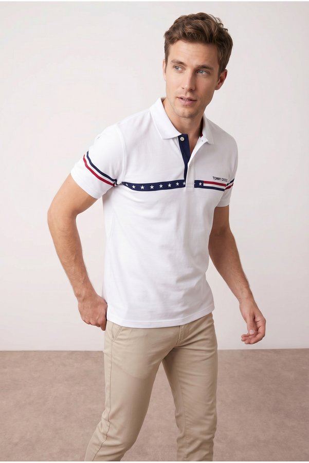 Tommy Crosse Men's Regular Line Detailed 100% Cotton Polo Collar Tshirt