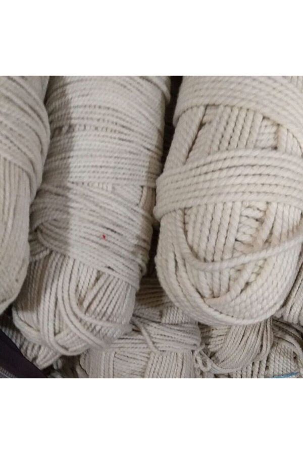 CAN DENİZ ART-4mm Cotton Thread, 1,000 GrMacrame Rope, Scannable Two Twists Rope Color: Ecru 1