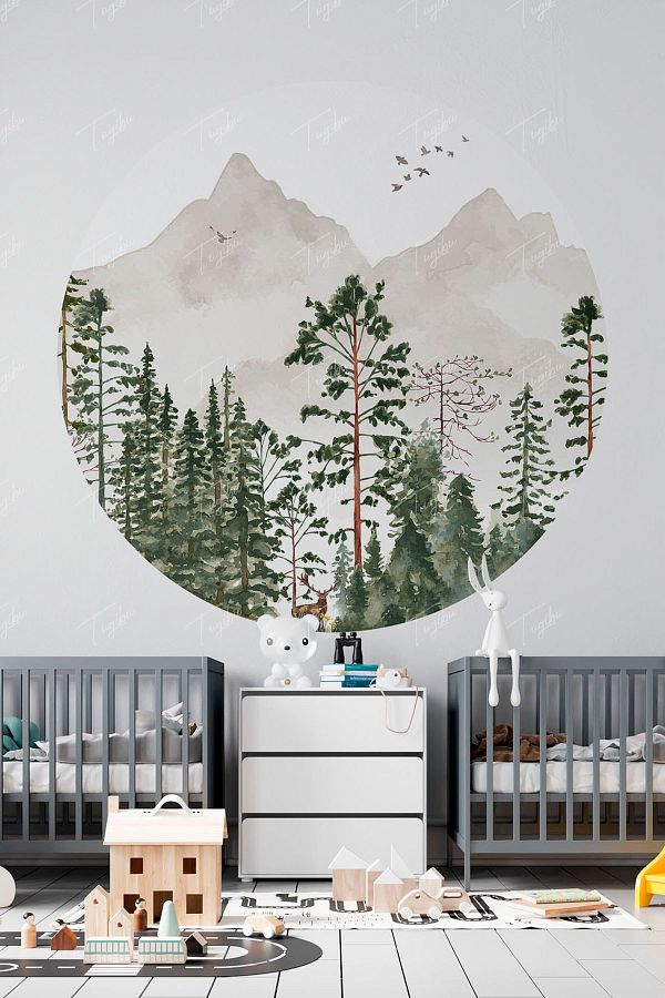 TUGİBU-Wall Sticker Round Circle Forest Themed 1