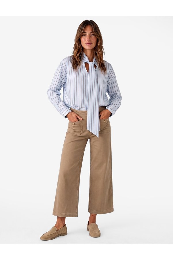 Koton Long Sleeve Stand Collar Striped Poplin Shirt