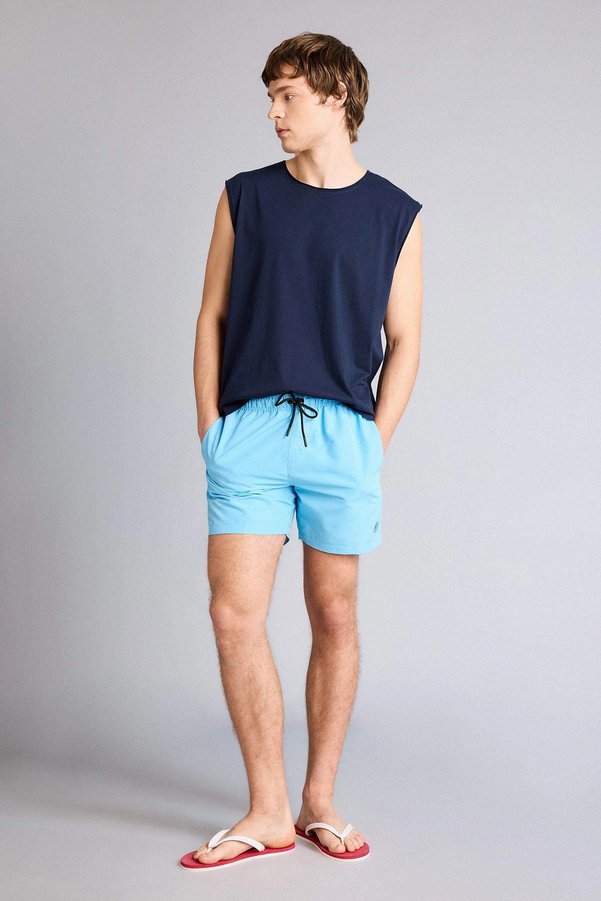 Defacto N0131Azbe503 Blue Mesh Lined Short Length Swim Shorts