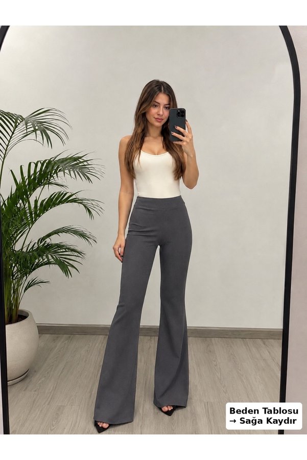 ECEYLÜL MODA Füme Scuba Krep Flared Pant (Short-Term Launch Price)
