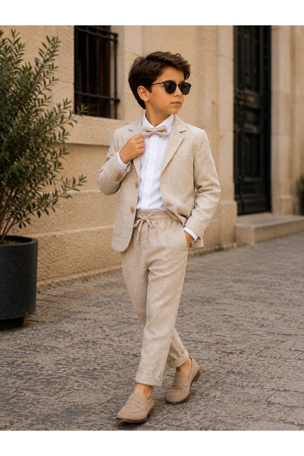 tinytrends Boys' Premium Casual Jacketed Bow Tie Suit Wedding/Eid Occasion
