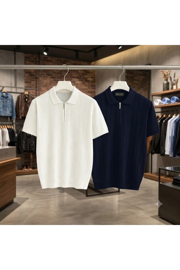 zs zaos fashion 2-Pack Advantageous Set Men's Basic Knitwear T-Shirt 100% Cotton Short Sleeve Summer T-Shirt