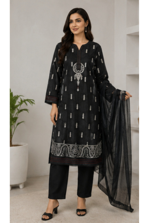 6TEEN Women’s Black 3-Piece Embroidered Suit