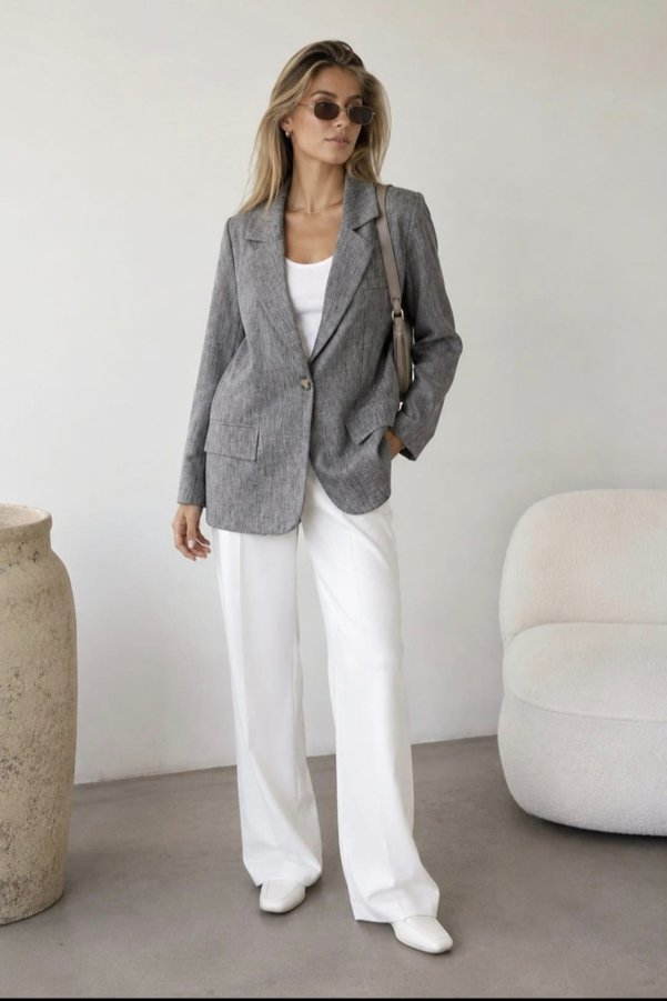 Azda Jacket, Single Button Linen Jacket