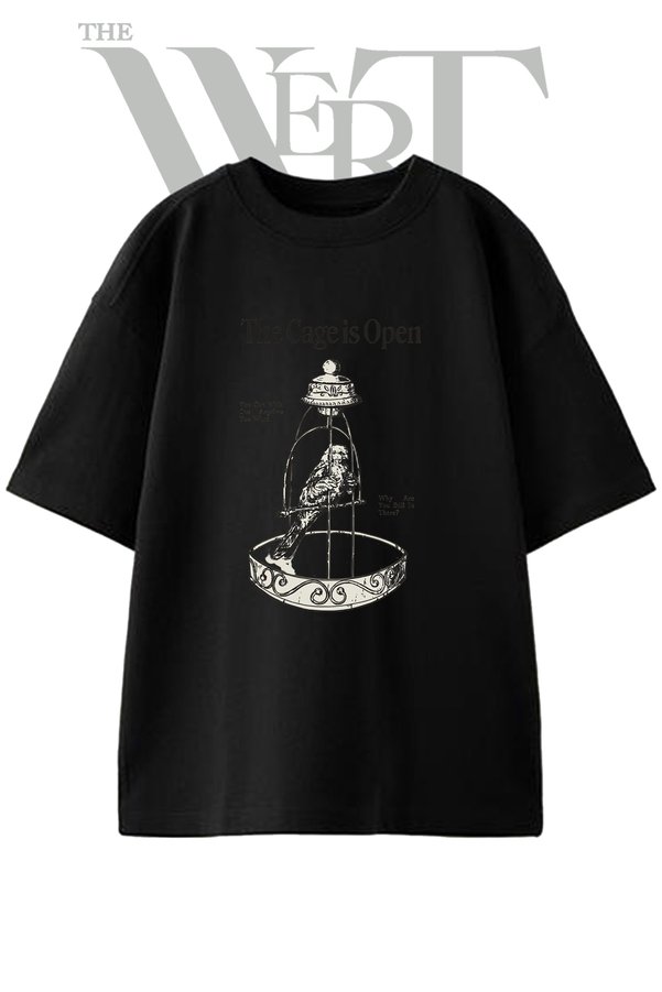 THEWERT Kiss Cage Design Printed Unisex Black Oversize T-Shirt