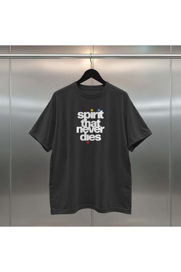 buzagi Spirit Oversize Digital Printed Black T-Shirt